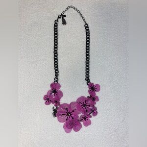 Simply Vera by Vera Wang Chic Pink Floral Necklace with Black Chain